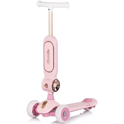 Trotineta pentru copii Chipolino Bloomi pink, cu sezut, 3 roti cu lumini, ghidon reglabil, greutate admisa 50 kg