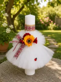 Lumanare de botez traditionala cu floarea-soarelui 10