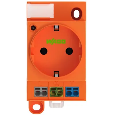 Priza pe sina DIN cu indicator de stare Led cu clema dubla push-in Wago 709-584, portocalie