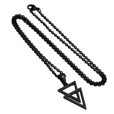 Lant Duo triangle, Lant din zale, Barbati, 60cm, Fashion, Stainless-Steel, Negru Engros