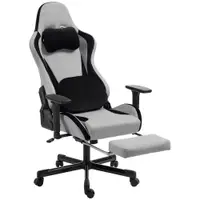 HOMCOM Scaun Gaming Ergonomic cu Masaj încălzit, Suport Picioare, Textil, Gri | Aosom Romania