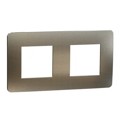 Placa ornament, Unica Studio Metal, 2 gang, 2 x 2 module, auriu sau bej
