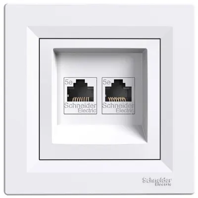 Priza dubla date utp Cat.5E Rj45 alb Schneider Asfora EPH4400121