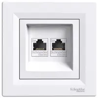 Priza dubla date utp Cat.5E Rj45 alb Schneider Asfora EPH4400121