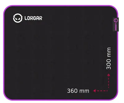 Mouse pad pentru jocuri Lorgar - Main 313, L, moale, negru/violet