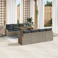 Gossi set de canapea de gradina cu 7 piese si perne gri din ratan poli