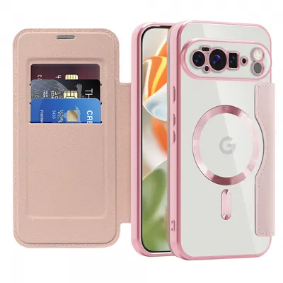 Husa MagSafe pentru Google Pixel 10 Pro XL, Techsuit, SmartMag Book, Roz