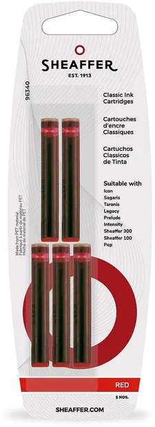 Cartușe pentru stilouri Sheaffer -Roșu, 5 bucăți
