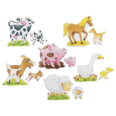 Set de 6 puzzle-uri- Animale și pui