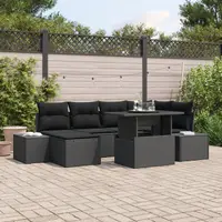 Gossi set de canapea de gradina cu perne negru poliratan