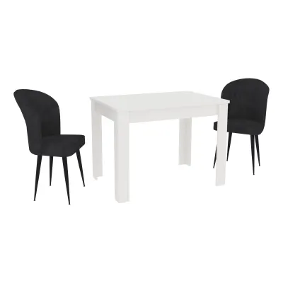 Set Masa Zeta, Alb, 2 Scaune, Negre, 102 x 69 x 75 cm