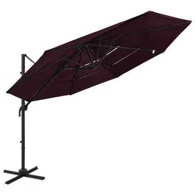Gossi umbrela soare cu 4 niveluri, stalp aluminiu, rosu bordo, 3x3 cm