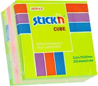 Notite adezive Stick'n - 51 x 51 mm, 4 culori neon, 100 file