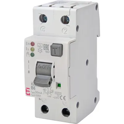 KZS-2M2p EDI Intrerupatoare de curent rezidual cu protecție la supracurent, 2 modules, A type KZS-2M2p EDI A B6/0.03