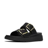 FITFLOP FitFlop Gen-FF Buckle Two-Bar Leather Slides ZWART 39