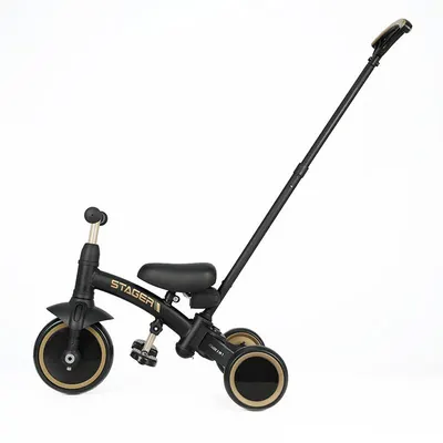 Tricicleta pentru copii Qplay Stager Platinum evolutiva, pliabila, scaun reglabil, roti Eva, suport pentru picioare, maner parental reglabil
