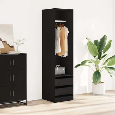 vidaXL Șifonier cu sertare, negru, 50x50x200 cm, lemn prelucrat
