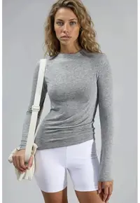 Bluza pentru dama - Gri deschis - Jerseu - Slim fit