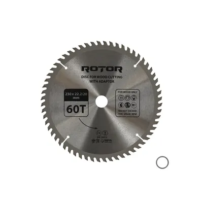 Disc taiat lemn ROTOR 230*22,2/20 cu adaptor 60T
