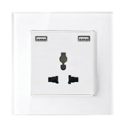 Multi-Funct. Socket 16a With 2xusb Glass Frame Wh
