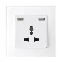 Multi-Funct. Socket 16a With 2xusb Glass Frame Wh