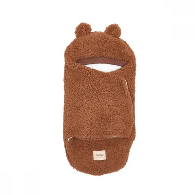 Patura plic din bumbac pentru bebelusi Twins Teddy maro