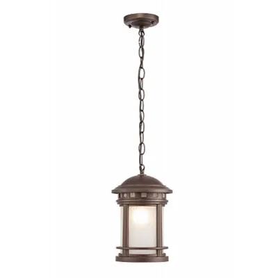 Corp de iluminat susendat Salamanca - H(min) 360mm, H(max) 1307mm, ⌀ 177mm , Brown, 1 X E27 (60W), Aluminum, Glass and Metal, IP44, 1.4kg