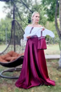 Rochie stilizata cu motive traditionale lunga Margareta 3