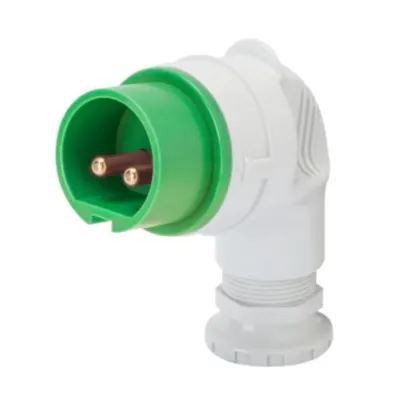 Stecher fisa industriala 90° - IP44 - 2P 16A 20-25V and 40-50V 100-200HZ - GREEN - 4H - Strangere cu surub