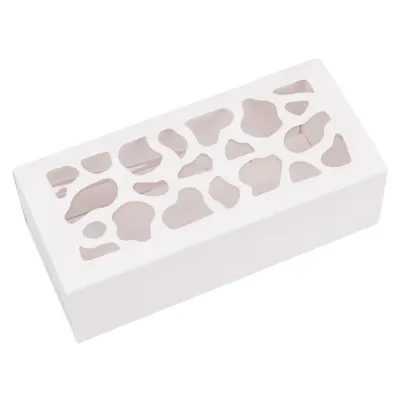Cutie dreptunghiulară cu fereastră asimetrică - alb (set 50 buc) - 6x13x4cm - Default Title