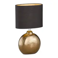 Veioză neagră/în culoarea bronz din ceramică cu abajur textil (înălțime 39 cm) Foro – Fischer & Honsel