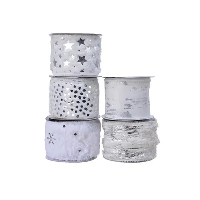 Panglica decorativa - Silver Christmas Decor - mai multe modele