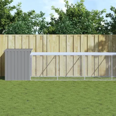 Gossi cotet pui cu incinta gri deschis 110x609x110 cm otel galvanizat