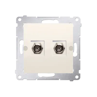 Priza dubla TV tip F pentru instalatii individuale, crem