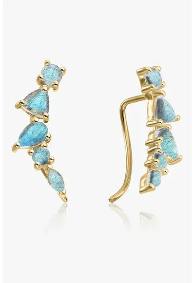 Cercei placati cu 2 microni de aur de 14K si decorati cu labradorite - Auriu/Turcoaz