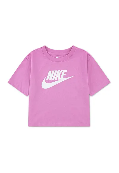 Tricou cu imprimeu logo si decolteu la baza gatului - Alb optic/Magenta