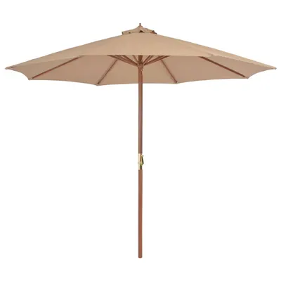 vidaXL Umbrelă soare de exterior, stâlp metalic, 300 cm, gri taupe