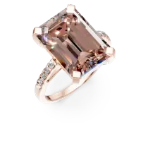 Inel din aur roz cu morganit octogonal de 7.3ct si diamante de 0.2ct