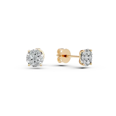 Cercei din aur alb-galben cu diamante de 0.346ct