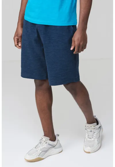 Pantaloni scurti din amestec de bumbac cu talie ajustabila - Bleumarin