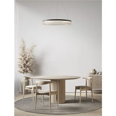 Lampa suspendata PAULINE Nisipiu Negru Aluminiu & Sticla clara LED 55W 230V 3517Lm 3000K IP20 Inaltime ajustabila-Triac Dimabil