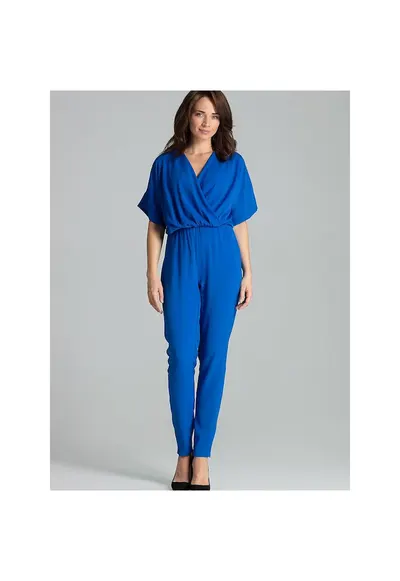 Salopeta dama - albastru safir - maneci kimono - elastica - poliester/viscoza