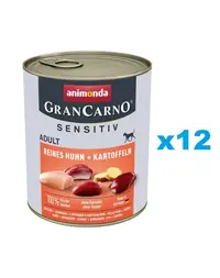 ANIMONDA Grancarno Sensitive Mancare umeda caini sensibili, cu pui si cartofi 12x800 g