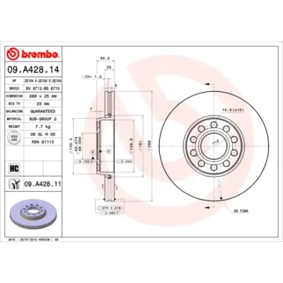 Disc frana BREMBO 09.A428.11