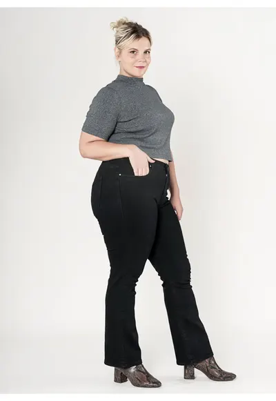 Blugi dama regular fit marimi mari negru P612-8 M10 18379 - Negru