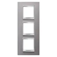 Placa ornament CProiector HORUS LUX international - IN METAL - 2+2+2 modul VERTICAL - BRUSHED STAINLESS STEEL - CProiector HORUS