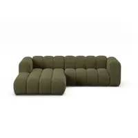 Colțar verde cu tapițerie din chenille (cu colț pe partea stângă/cu șezlong) Lupine – Micadoni