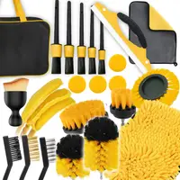 Set 23 Piese Detailing Auto NewEvo, Curatare Auto Interior si Exterior, Geanta Transport si Depozitare Inclusa, Negru Galben