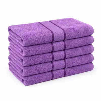 Set 5 prosoape medii 50x90cm, din 100% bumbac pakistanez, 400g, Line, Mov
