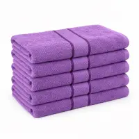 Set 5 prosoape medii 50x90cm, din 100% bumbac pakistanez, 400g, Line, Mov